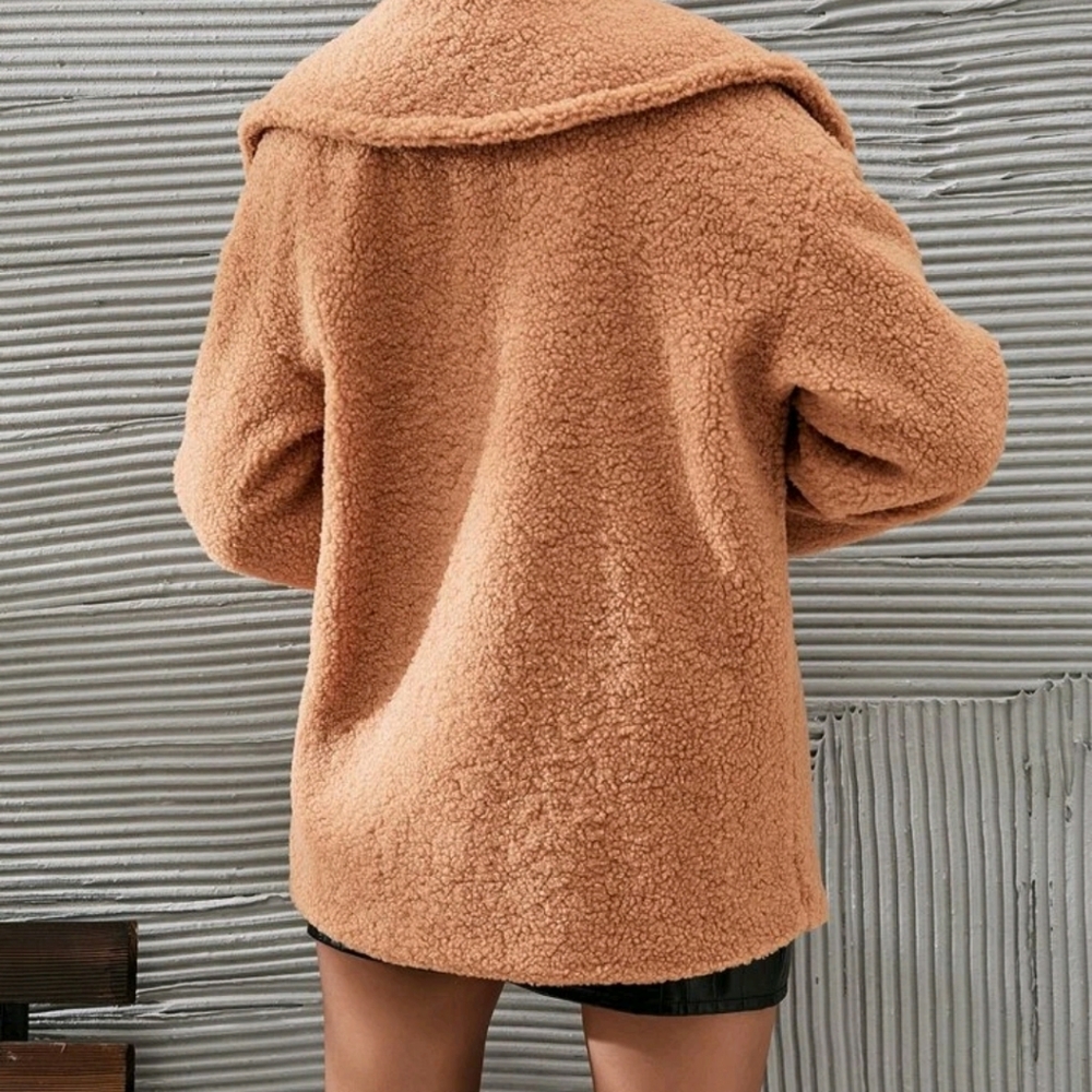 Leopard Print Double Button Teddy Coat - Picture 2 of 7